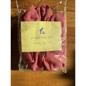 Pottery Barn Chambray Diaper Basket Liner 100% Cotton - Red NEW